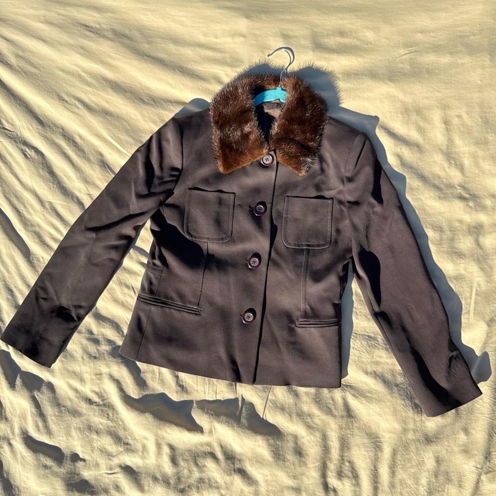 Vintage Brown Jacket with Fur Collar
